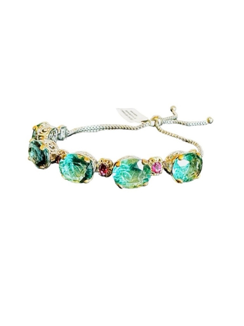 JTV Green and Pink Rhinestone Bracelet NWT